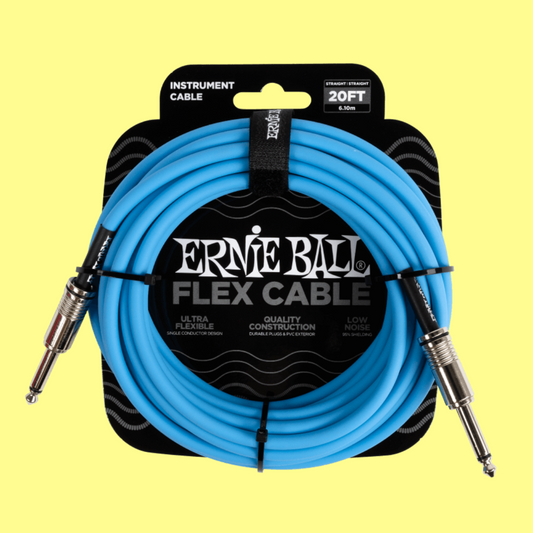 Ernie Ball Flex Instrument Cable Straight/Straight (20ft in Blue)