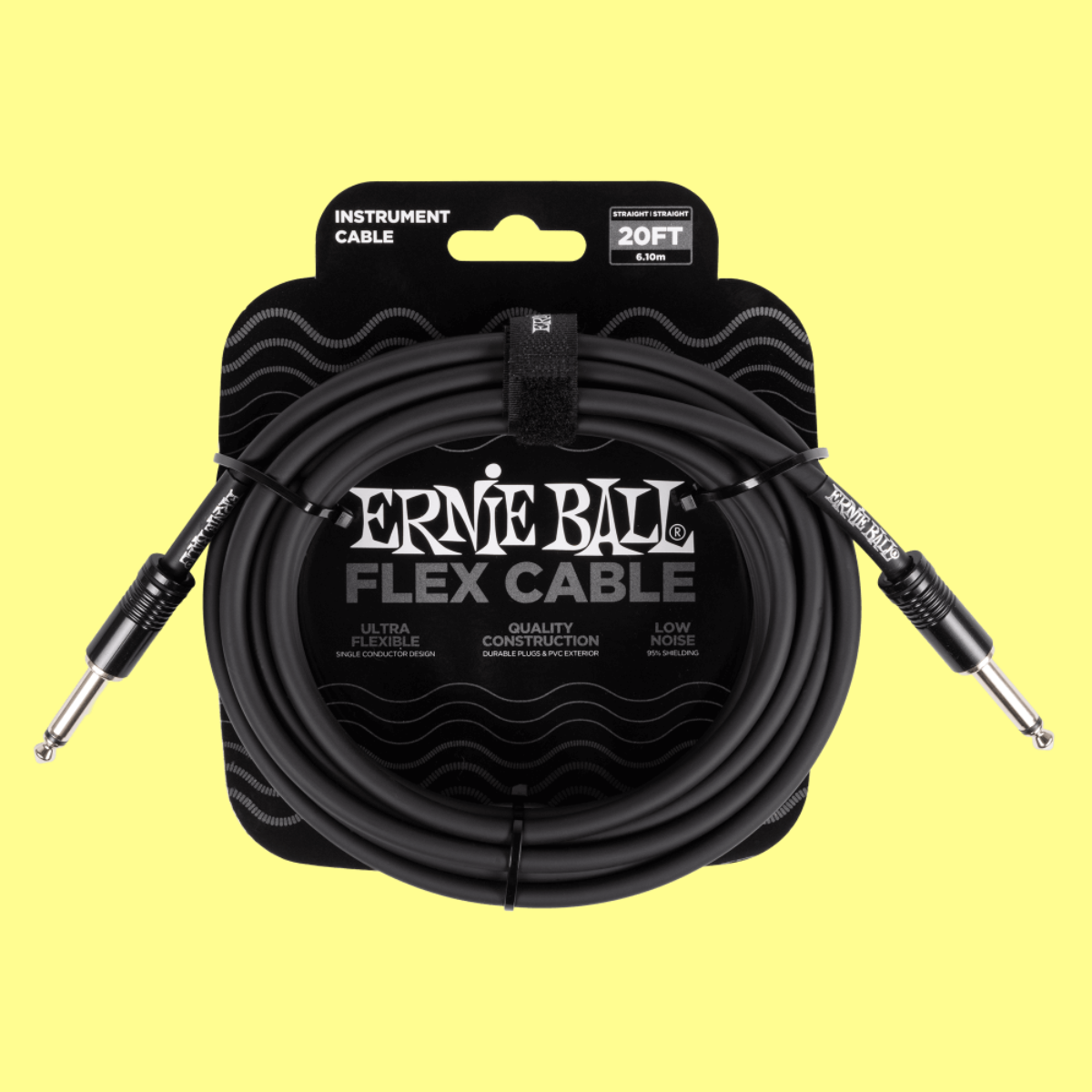 Ernie Ball Flex Instrument Cable Straight/Straight (20ft in Black)