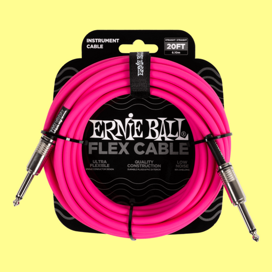 Ernie Ball Flex Instrument Cable Straight/Straight (20ft in Pink)