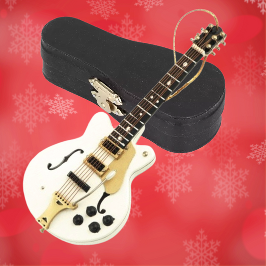 White Falcon Electric Guitar Ornament with Bonus Case and Stand