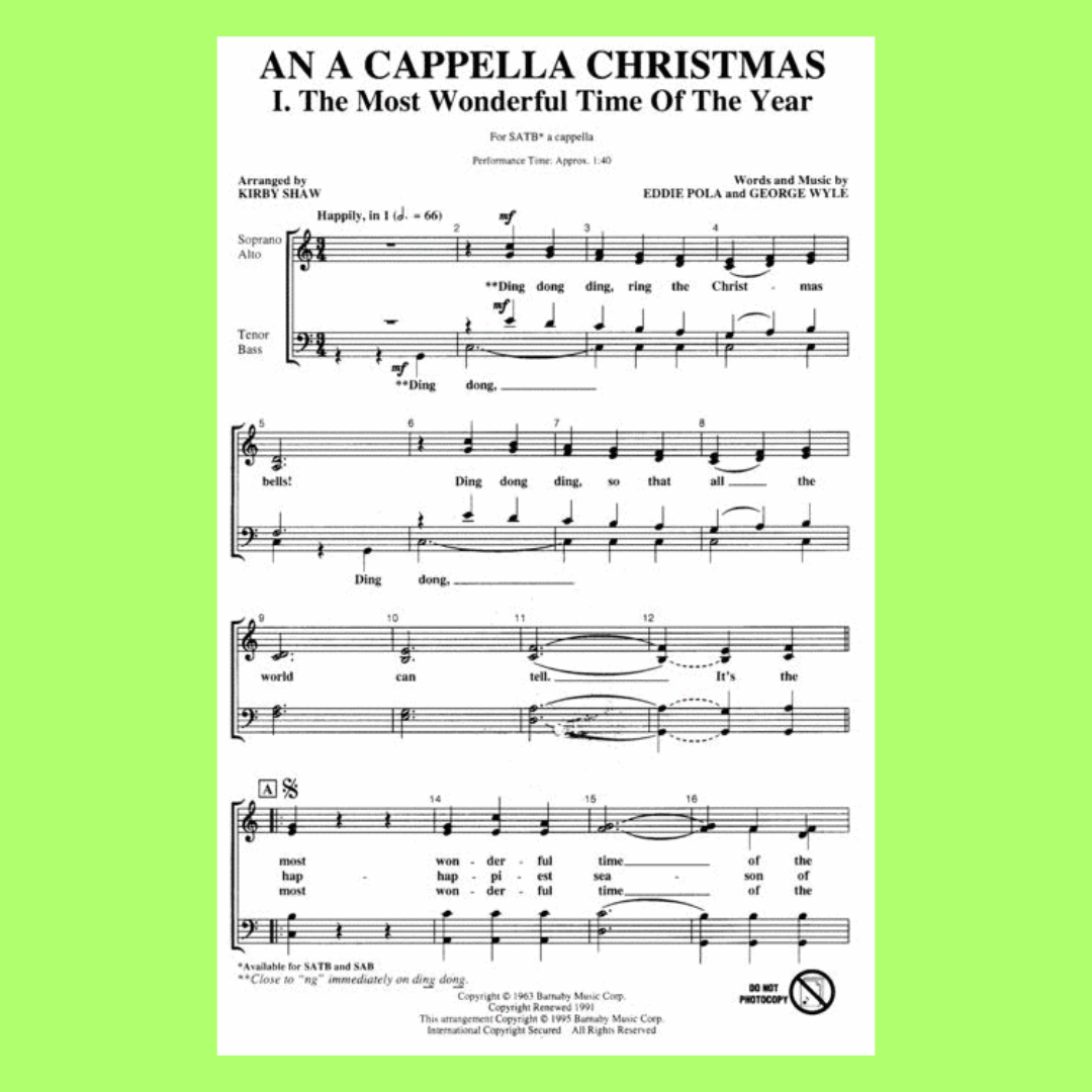 A Cappella Christmas An Satb Coll