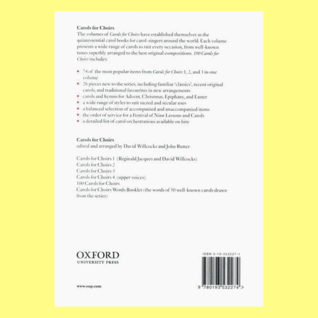 101 Carols For Choirs Book - SATB with Piano Accompaniment