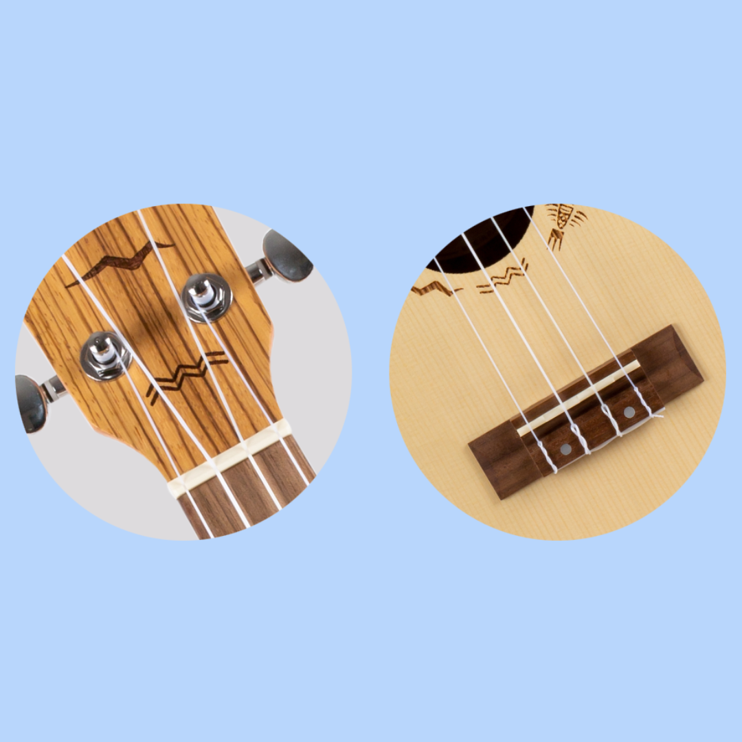 Flight DUC525CEQ Spruce Zebrawood Electro Acoustic Concert Ukulele with Padded Gig Bag