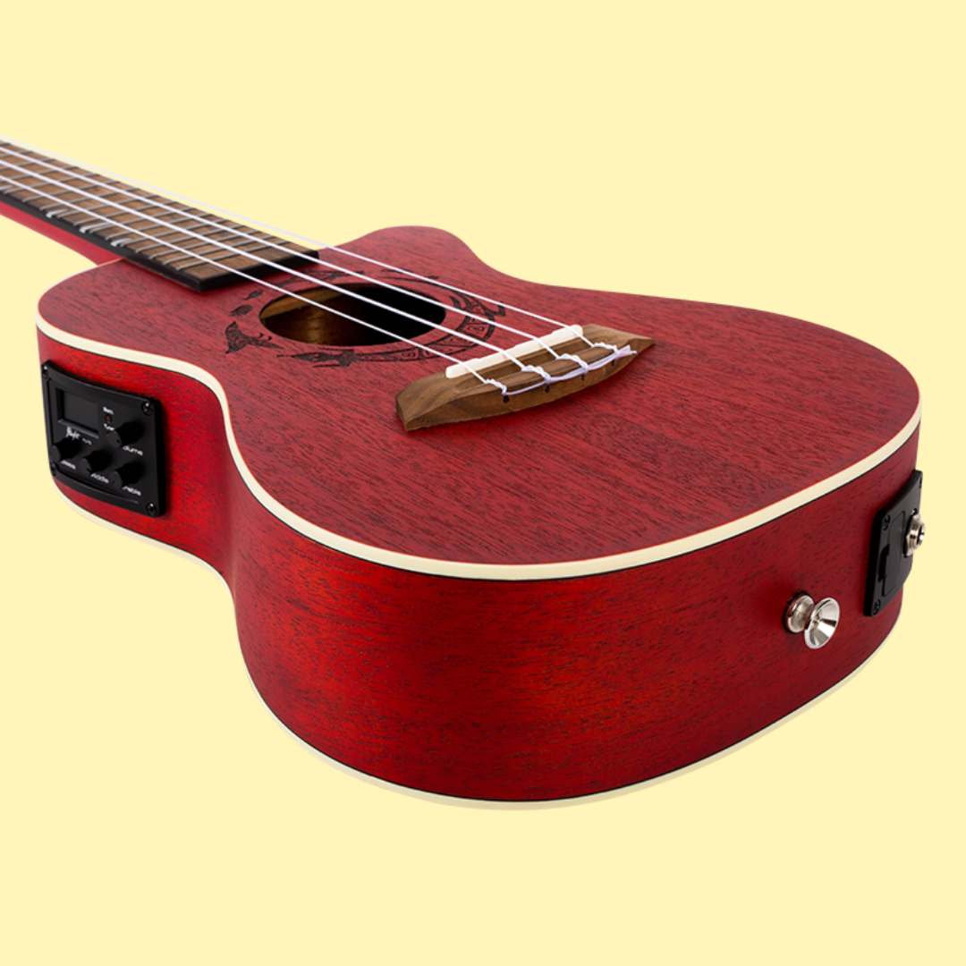 Flight DUC380 CEQ Coral Electro Acoustic Concert Ukulele with Gig Bag