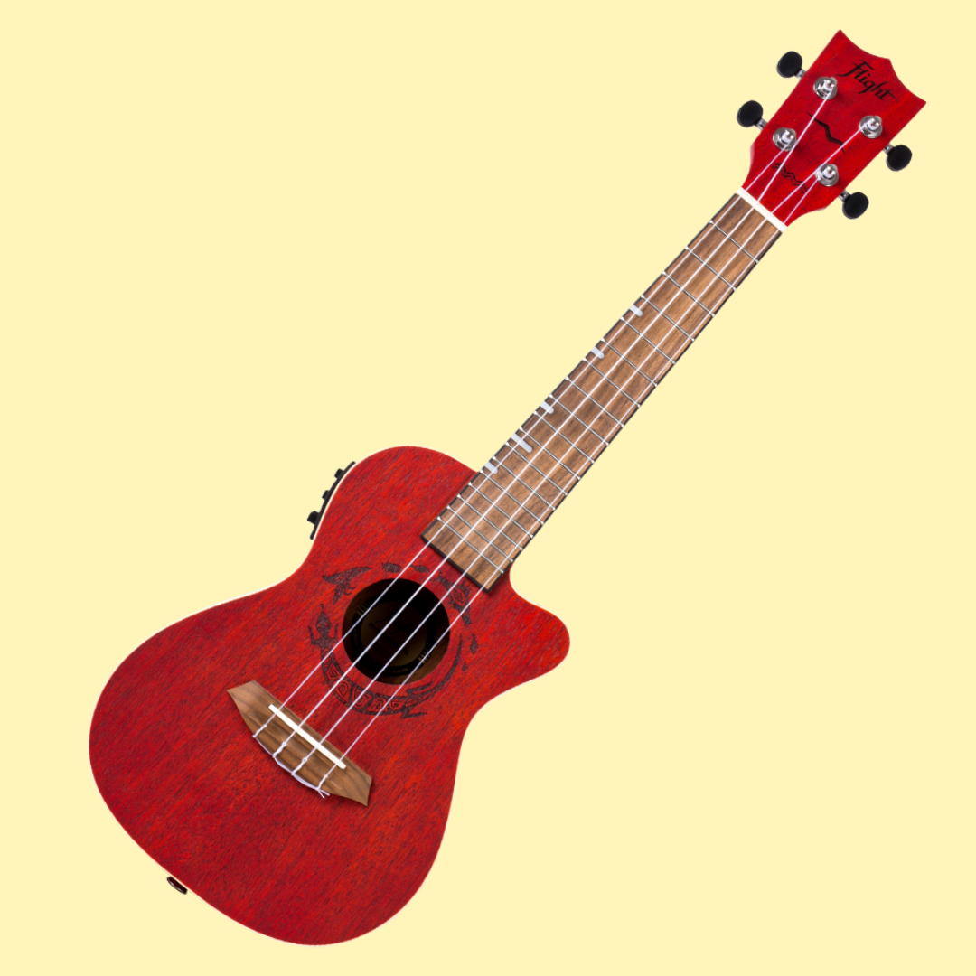 Flight DUC380 CEQ Coral Electro Acoustic Concert Ukulele with Gig Bag