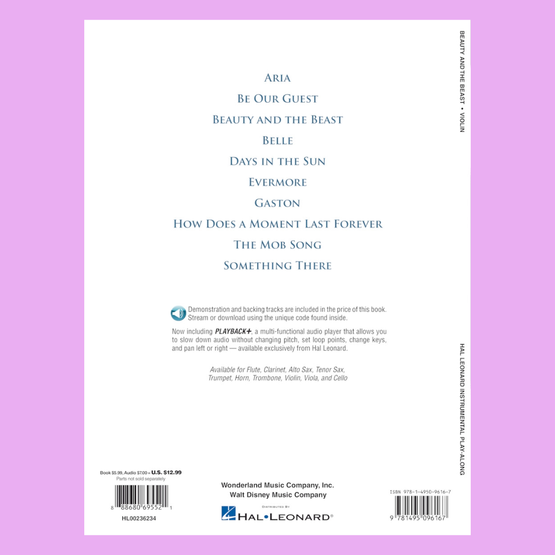 Beauty And The Beast For Violin Play Along Book/Ola