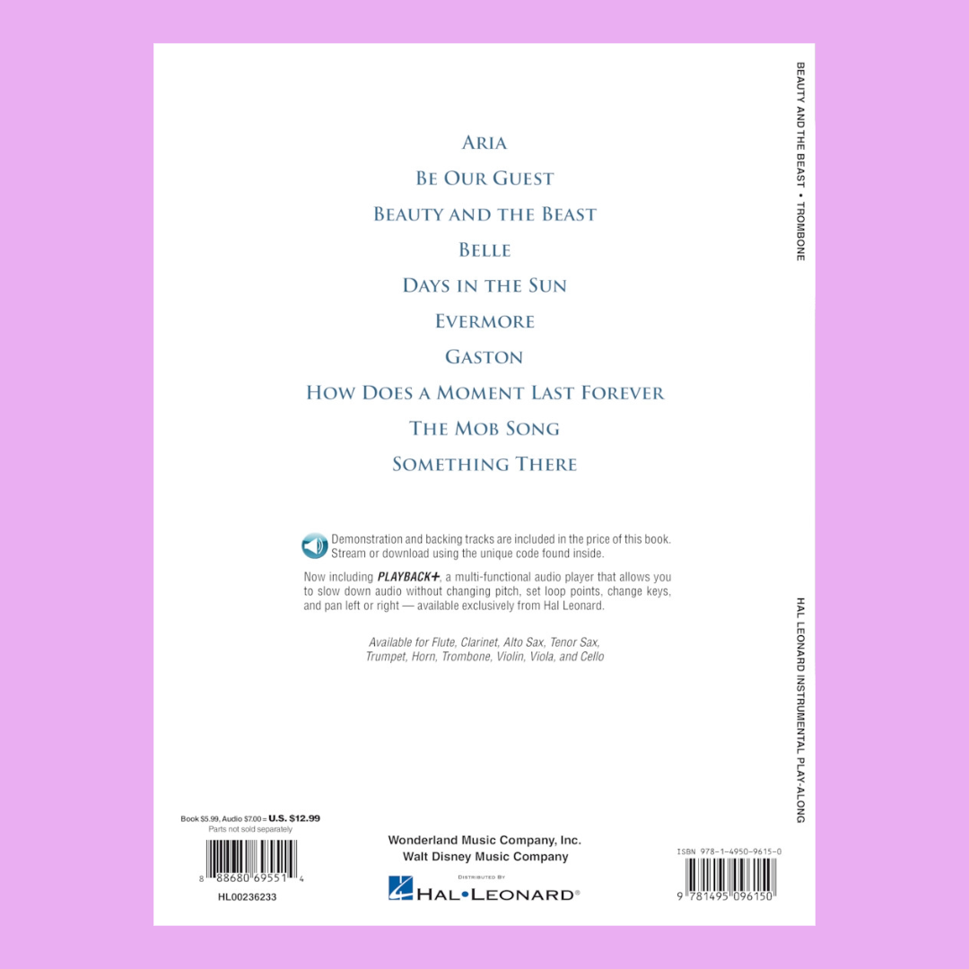 Beauty And The Beast For Trombone Play Along Book/Ola