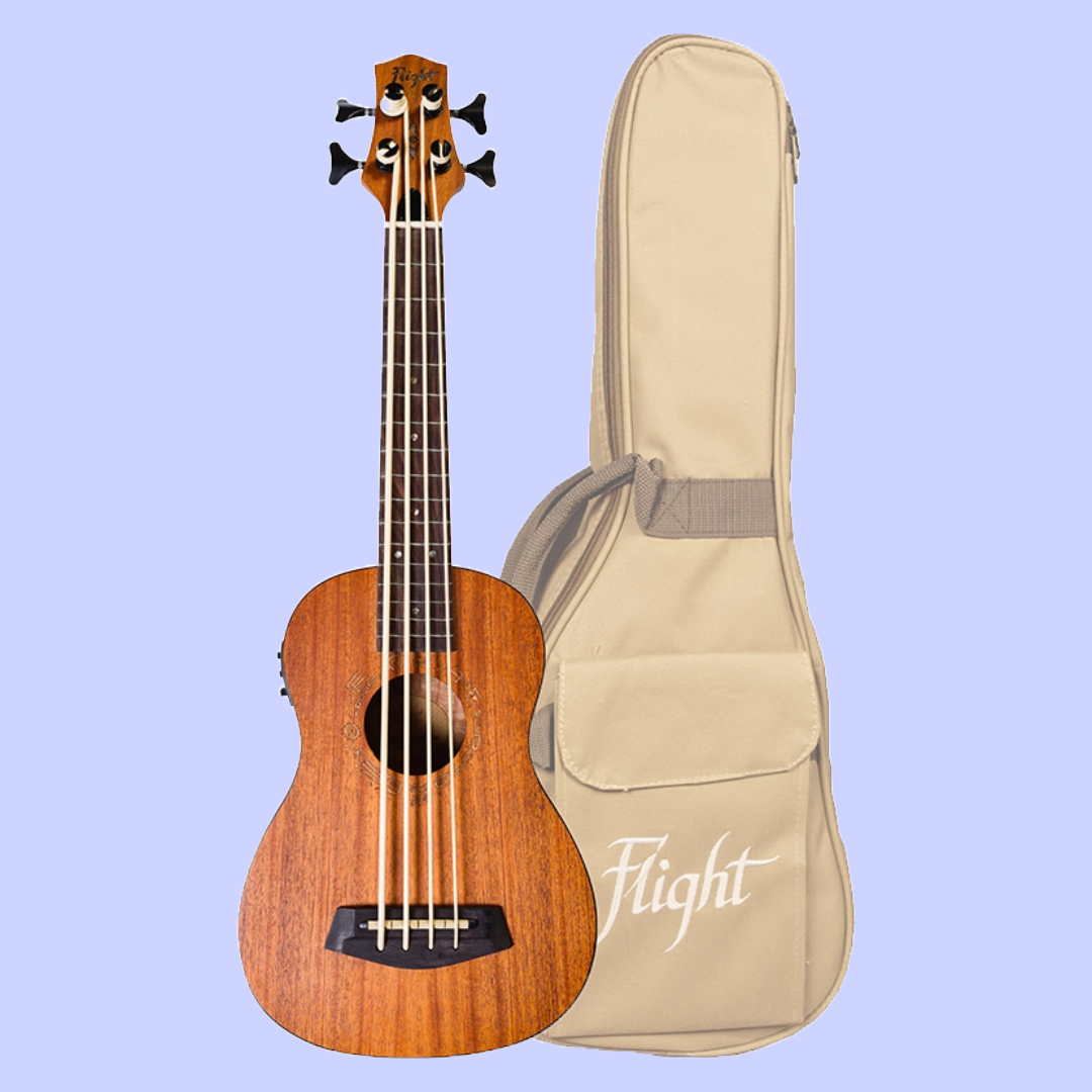 Flight Dubs Electro Acoustic Bass Ukulele with Padded Gig Bag
