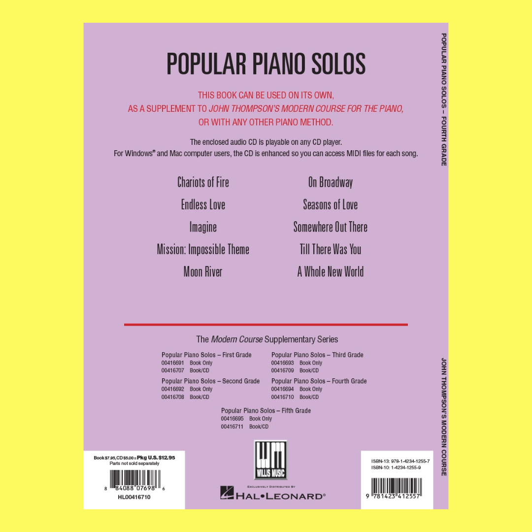 John Thompsons Popular Piano Solos - Grade 4 Book