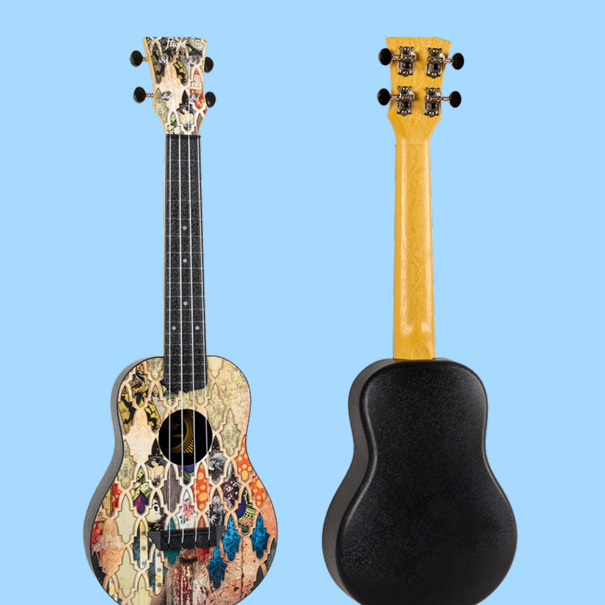 Flight Granada Print Travel Concert Ukulele with Gig Bag