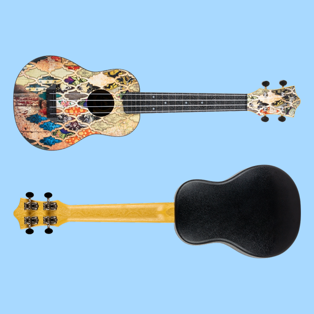 Flight Granada Print Travel Concert Ukulele with Gig Bag