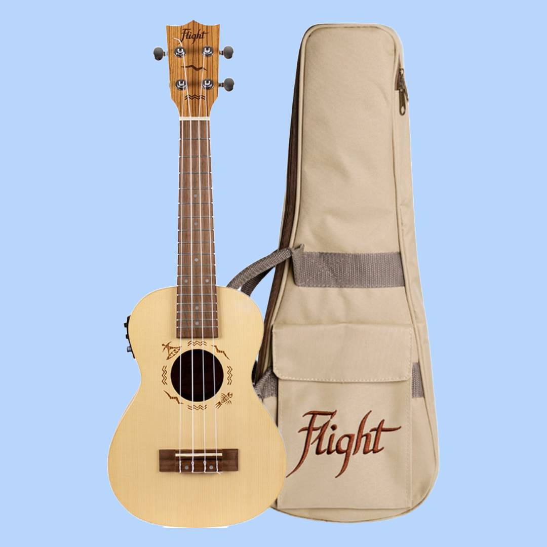 Flight DUC525CEQ Spruce Zebrawood Electro Acoustic Concert Ukulele