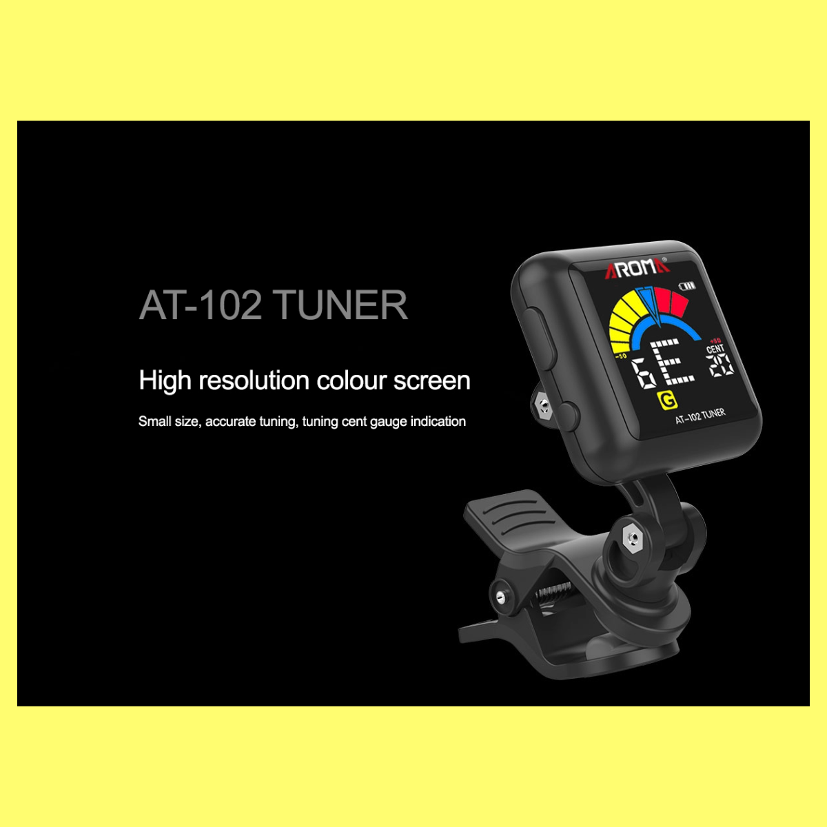Aroma AT102 Rechargeable Chromatic Clip-on Tuner (Red)