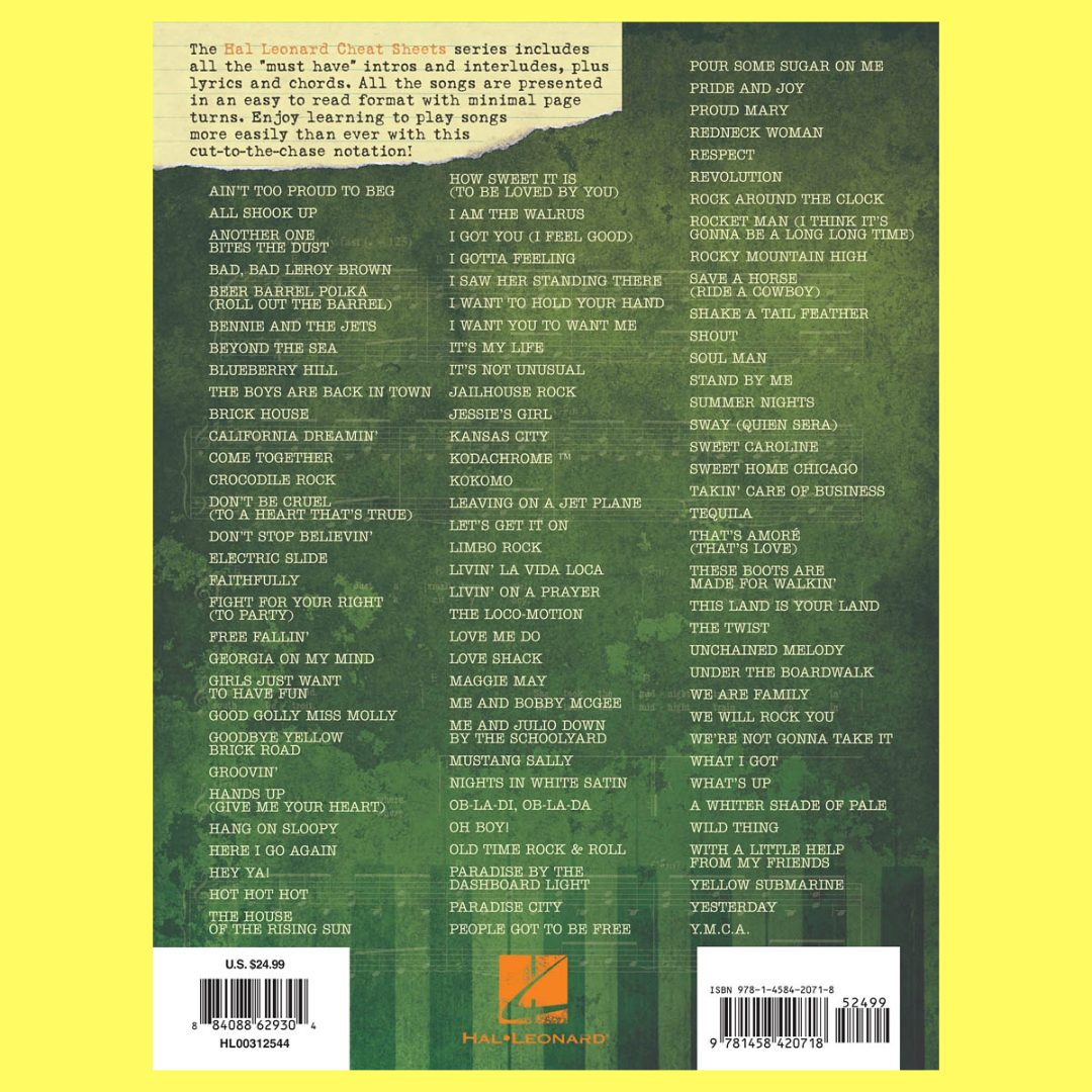 Hal Leonard Piano Cheat Sheets Piano Bar Favorites Spiral Bound Book