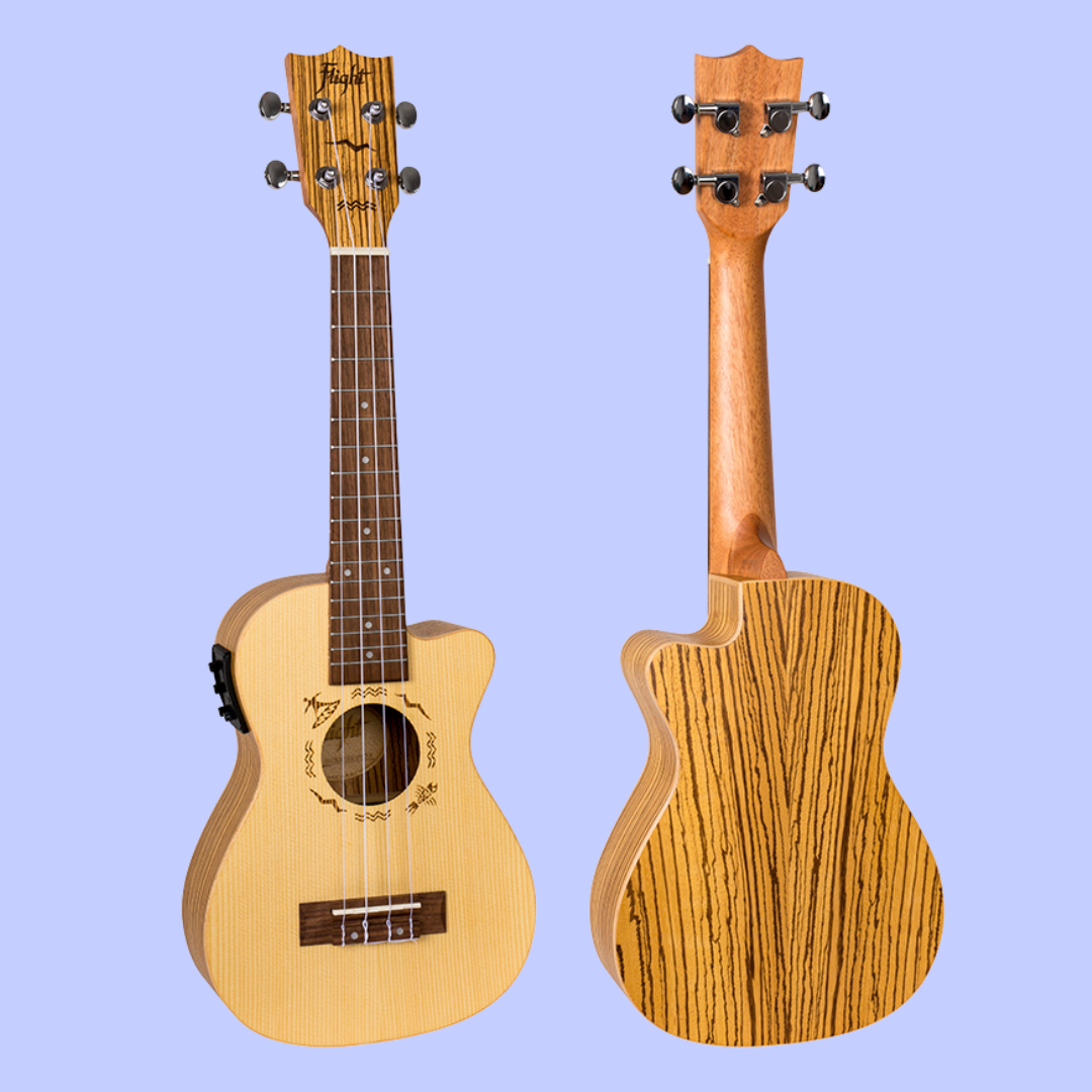 Flight DUC328 CEQ Spruce and Zebrawood Electro Acoustic Concert Ukulele