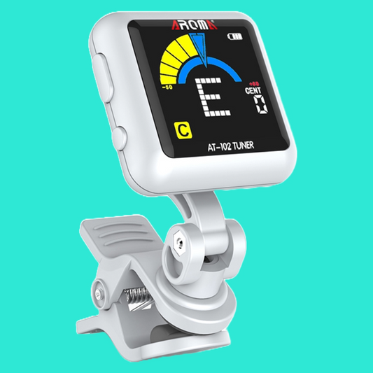 Aroma AT102 Rechargeable Chromatic Clip-on Tuner (White)
