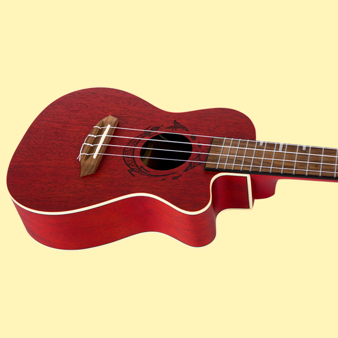 Flight DUC380 CEQ Coral Electro Acoustic Concert Ukulele with Gig Bag