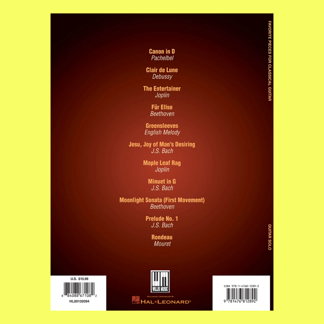 Favorite Pieces For Classical Guitar Notes & Tab Book