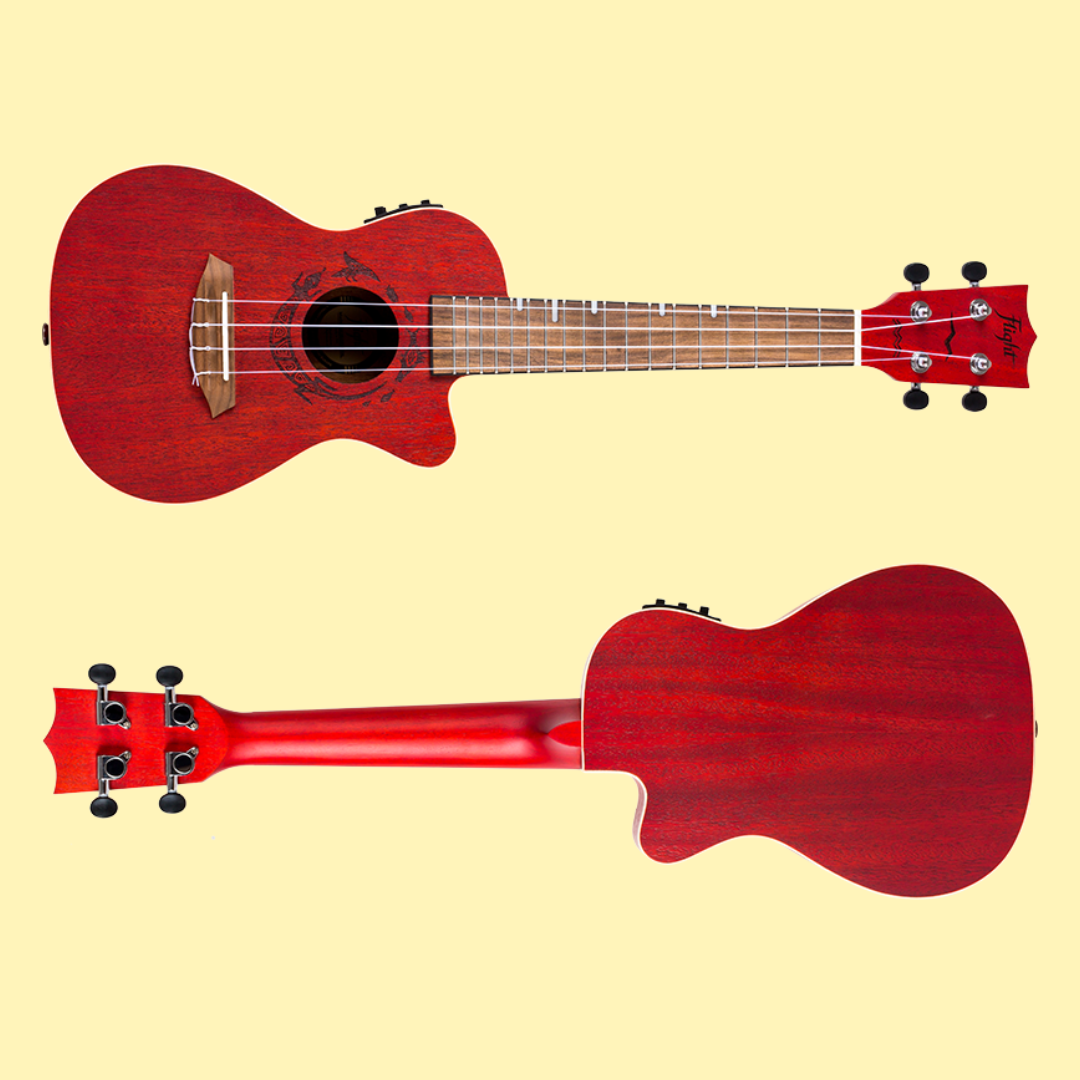 Flight DUC380 CEQ Coral Electro Acoustic Concert Ukulele with Gig Bag