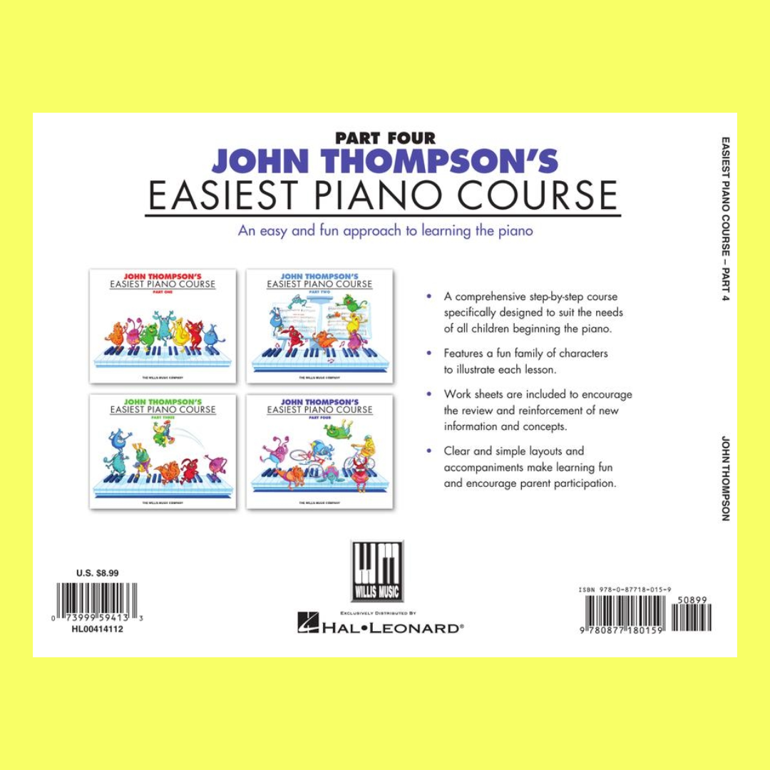 John Thompson's Easiest Piano Course Part 4 Book (US Edition)