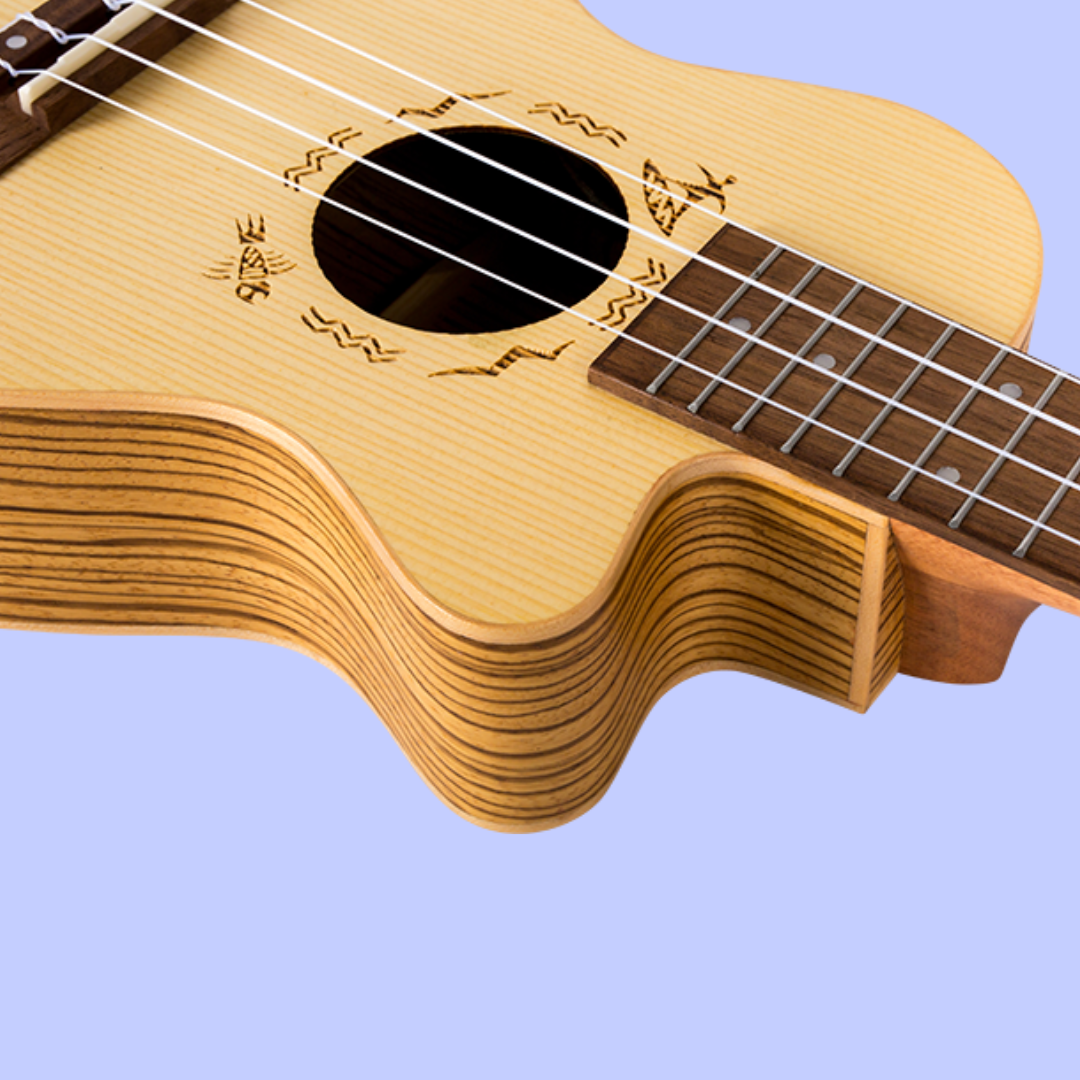 Flight DUC328 CEQ Spruce and Zebrawood Electro Acoustic Concert Ukulele with Gig Bag