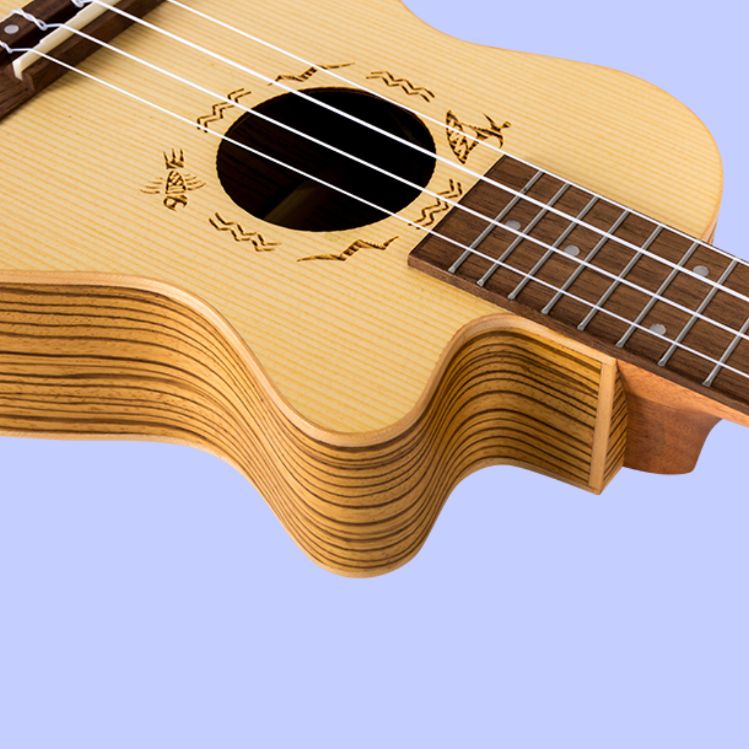 Flight DUC328 CEQ Spruce and Zebrawood Electro Acoustic Concert Ukulele