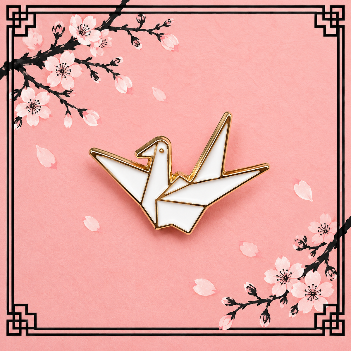 3 Mini Origami Paper Cranes Enamel Pin Set