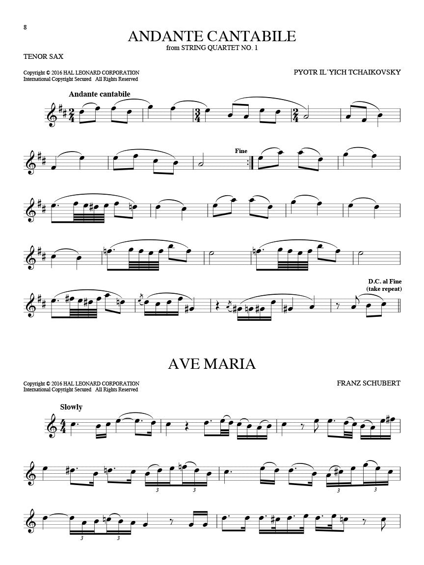 101 Classical Themes For Tenor Saxophone Book