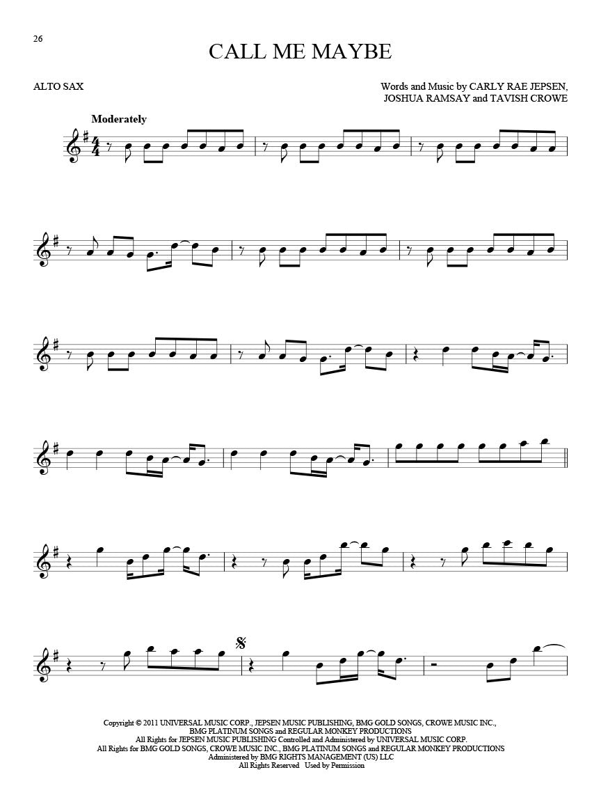 101 Hit Songs For Alto Saxophone Book