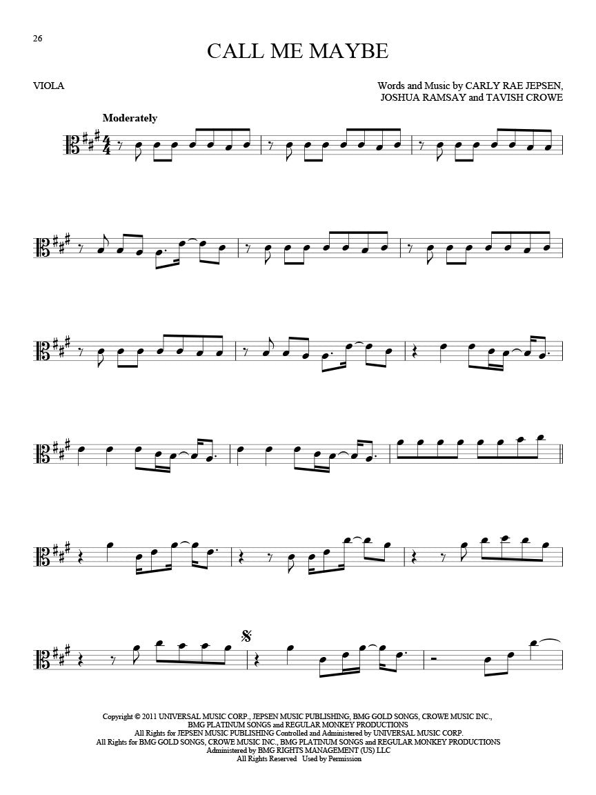 101 Hit Songs For Viola Book