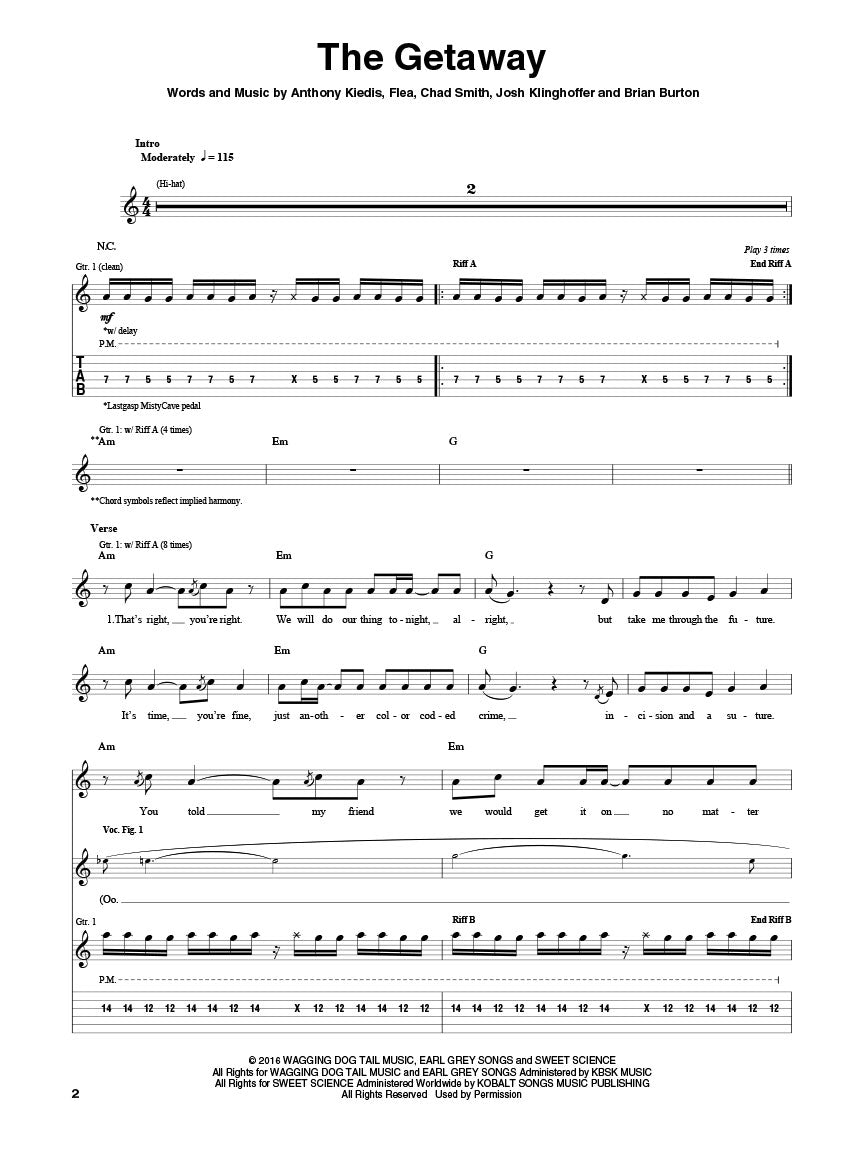 Red Hot Chili Peppers - The Getaway Guitar Tab Book