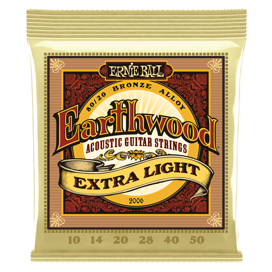 Ernie Ball Earthwood Extra Light 80/20 Bronze Acoustic Guitar Strings Set - 10-50