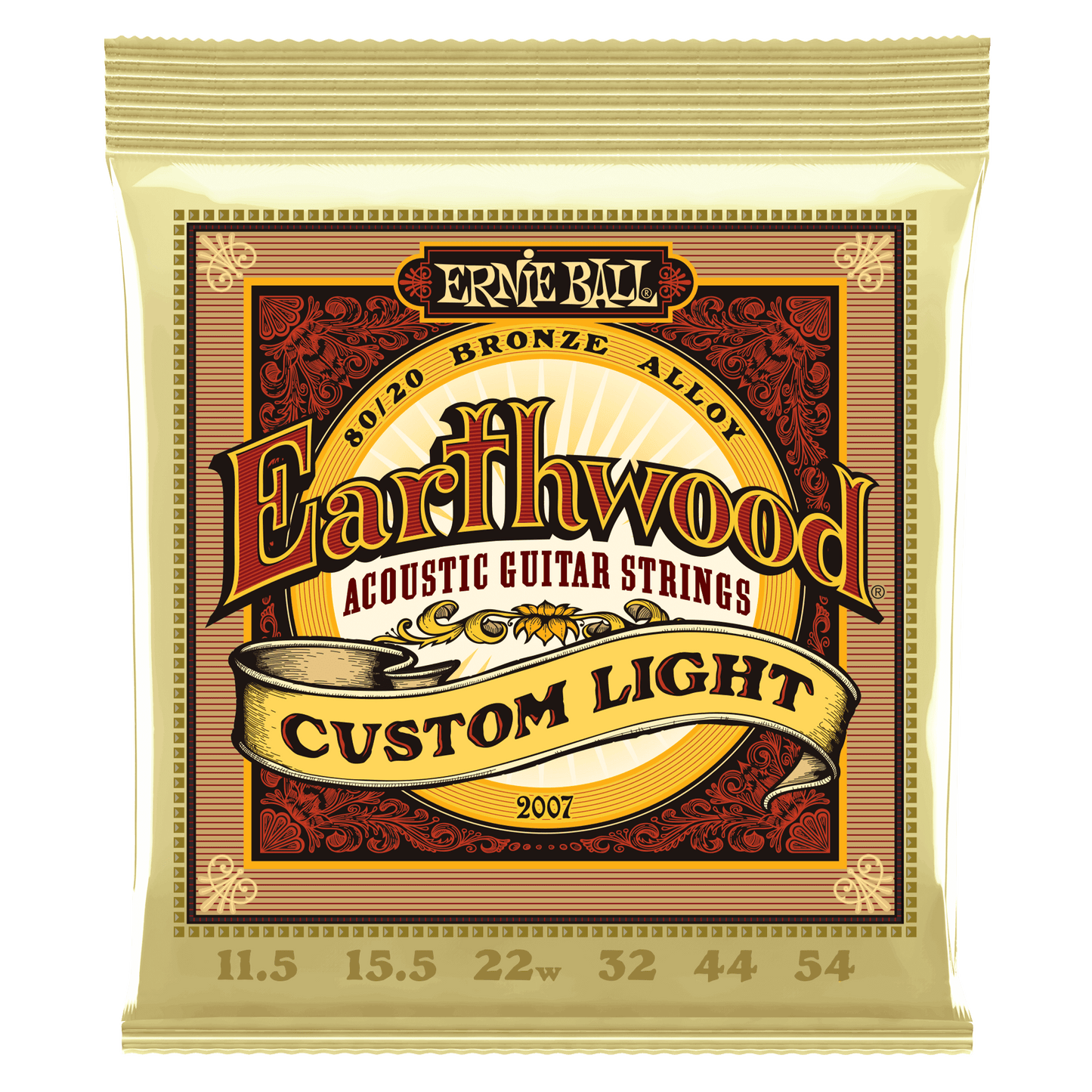 Ernie Ball Earthwood Custom Light 80/20 Bronze Acoustic Guitar Strings Set - 11.5-54