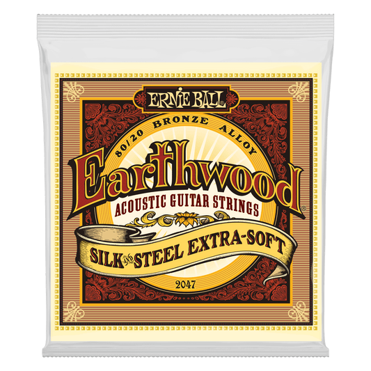 Ernie Ball Earthwood Silk and Steel Extra Soft 80/20 Bronze Acoustic Guitar String Set- 10-50