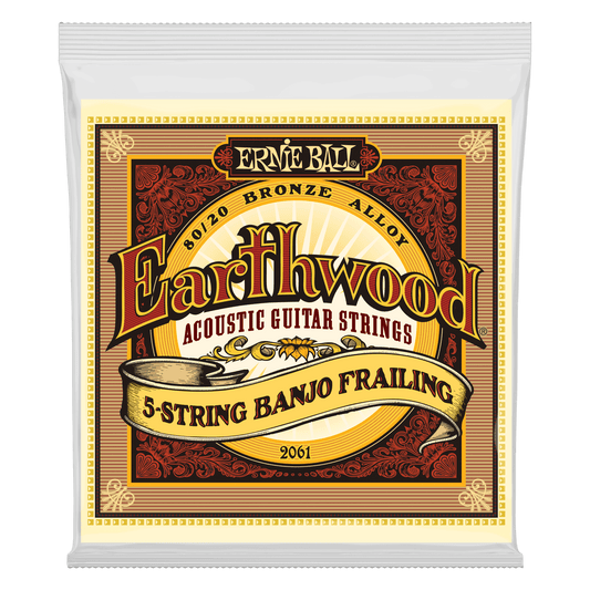Ernie Ball Earthwood 5-String Banjo Frailing Loop End 80/20 Bronze Acoustic Guitar Strings Set- 10-24