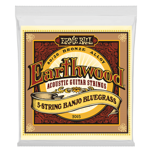 Ernie Ball Earthwood 5-String Banjo Bluegrass Loop End 80/20 Bronze Acoustic Guitar Strings Set- 9-20