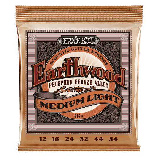 Ernie Ball Earthwood Medium Light Phosphor Bronze Acoustic Guitar String Set- 12-54