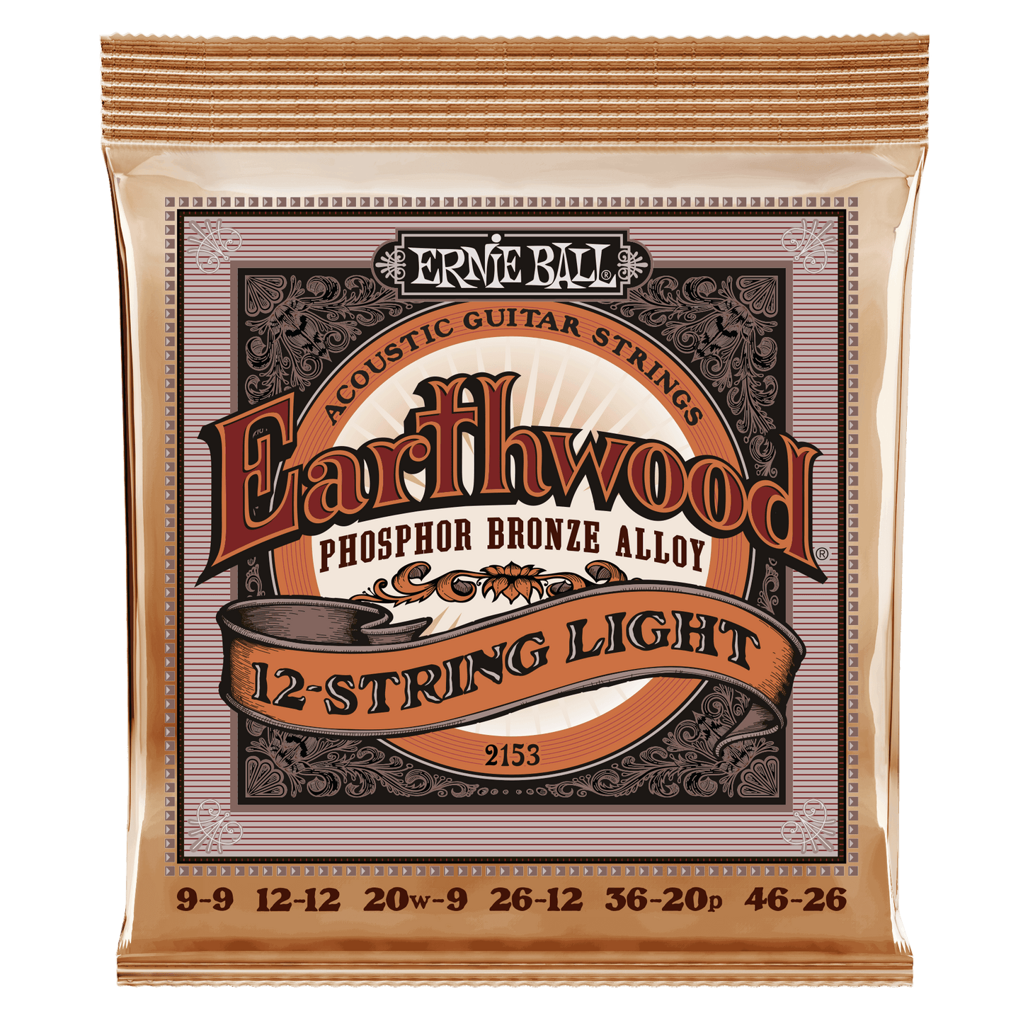Ernie Ball Earthwood 12-String Light Phosphor Bronze Acoustic Guitar Strings Set - 9-46
