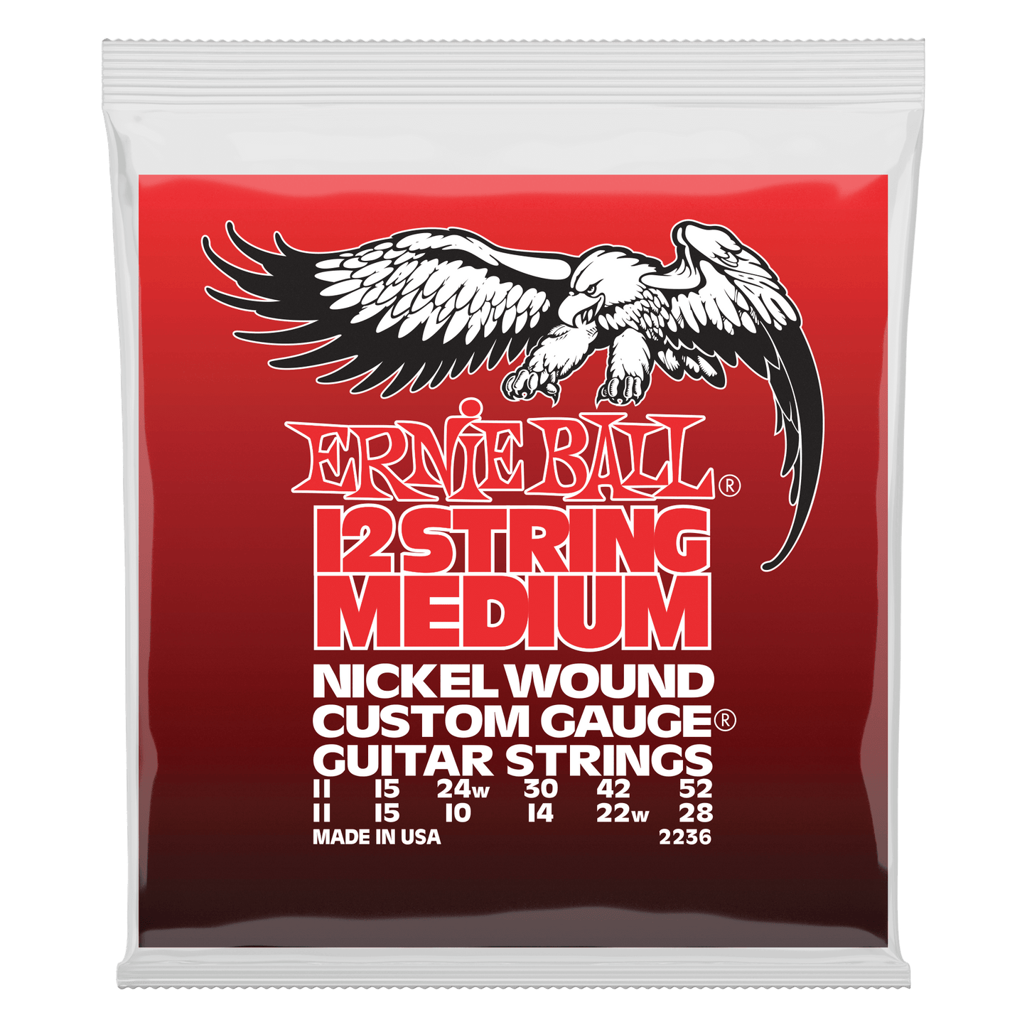 Ernie Ball Medium 12-String Nickel Wound Electric Guitar Strings Set - 11-52