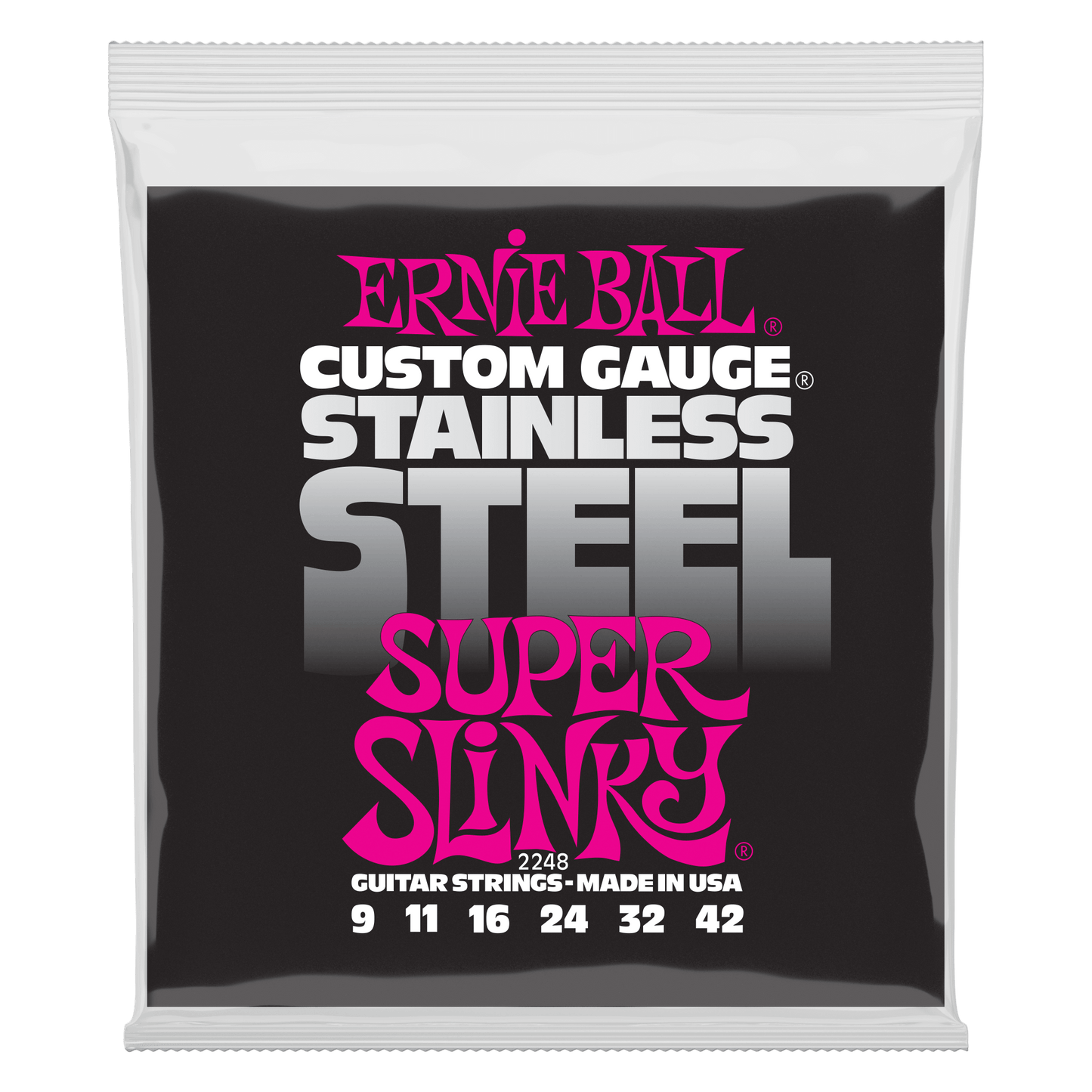 Ernie Ball Super Slinky Stainless Steel Wound Electric Guitar Strings Set - 9-42