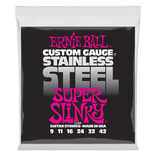 Ernie Ball Super Slinky Stainless Steel Wound Electric Guitar Strings Set - 9-42