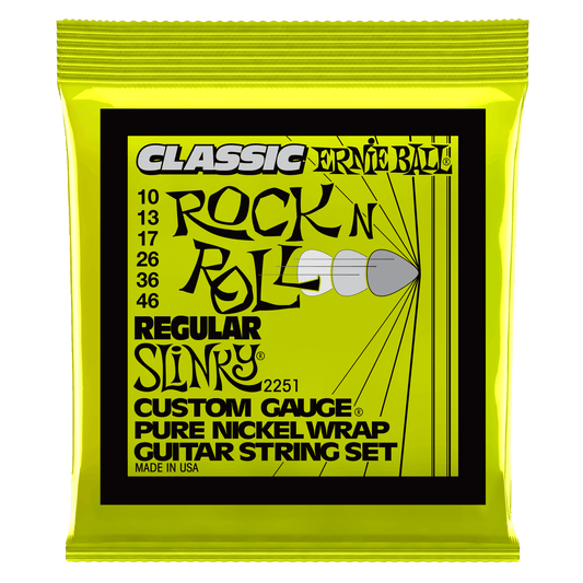 Ernie Ball Regular Slinky Classic Rock n Roll Pure Nickel Wrap Electric Guitar Strings Set - 10-46
