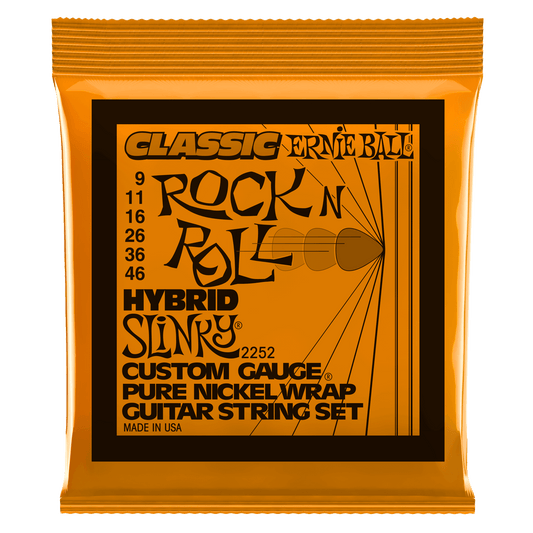 Ernie Ball Hybrid Slinky Classic Rock n Roll Pure Nickel Wrap Electric Guitar Strings Set - 9-46