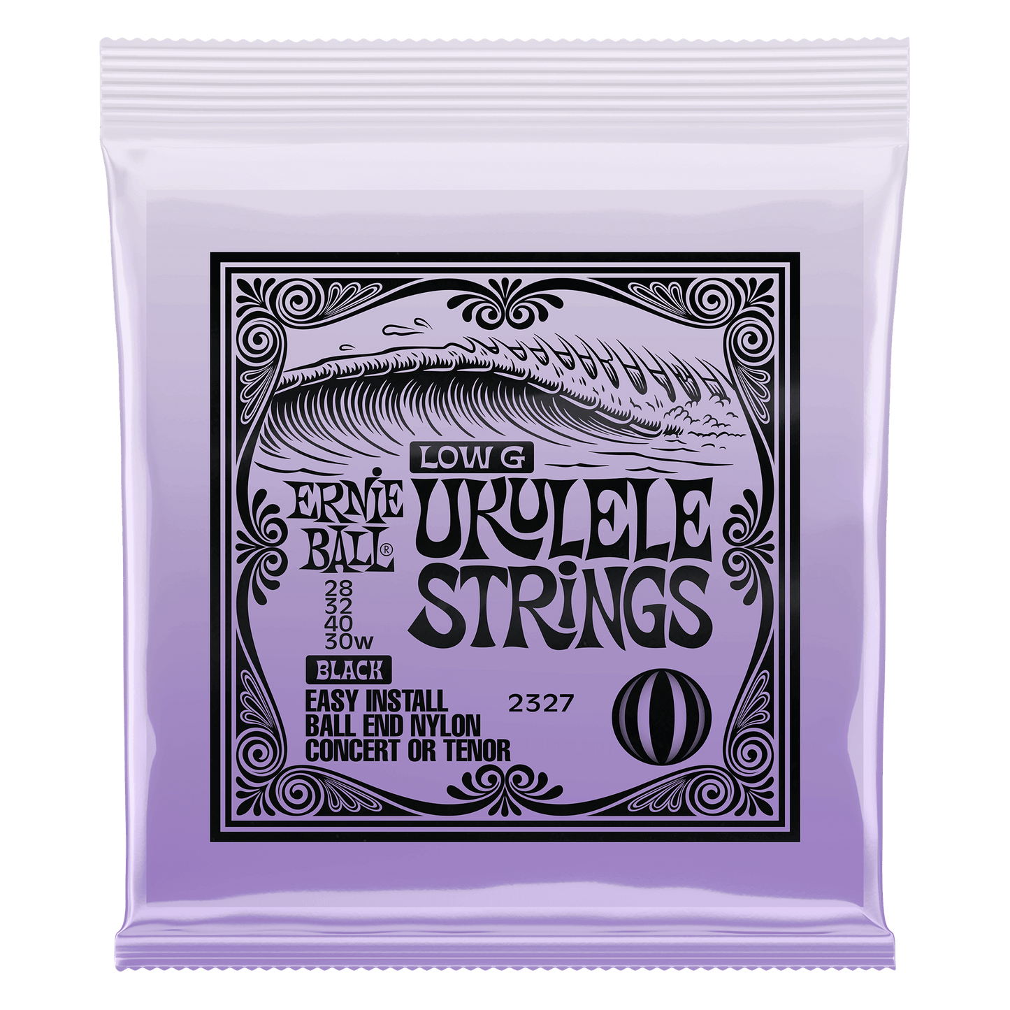 Ernie Ball Concert & Tenor Wound Low-G Nylon Ball-End Ukulele Strings - Black