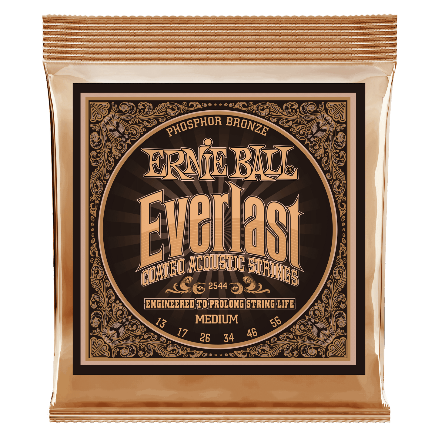 Ernie Ball Everlast Medium Coated Phosphor Bronze Acoustic Guitar Strings Set - 13-56