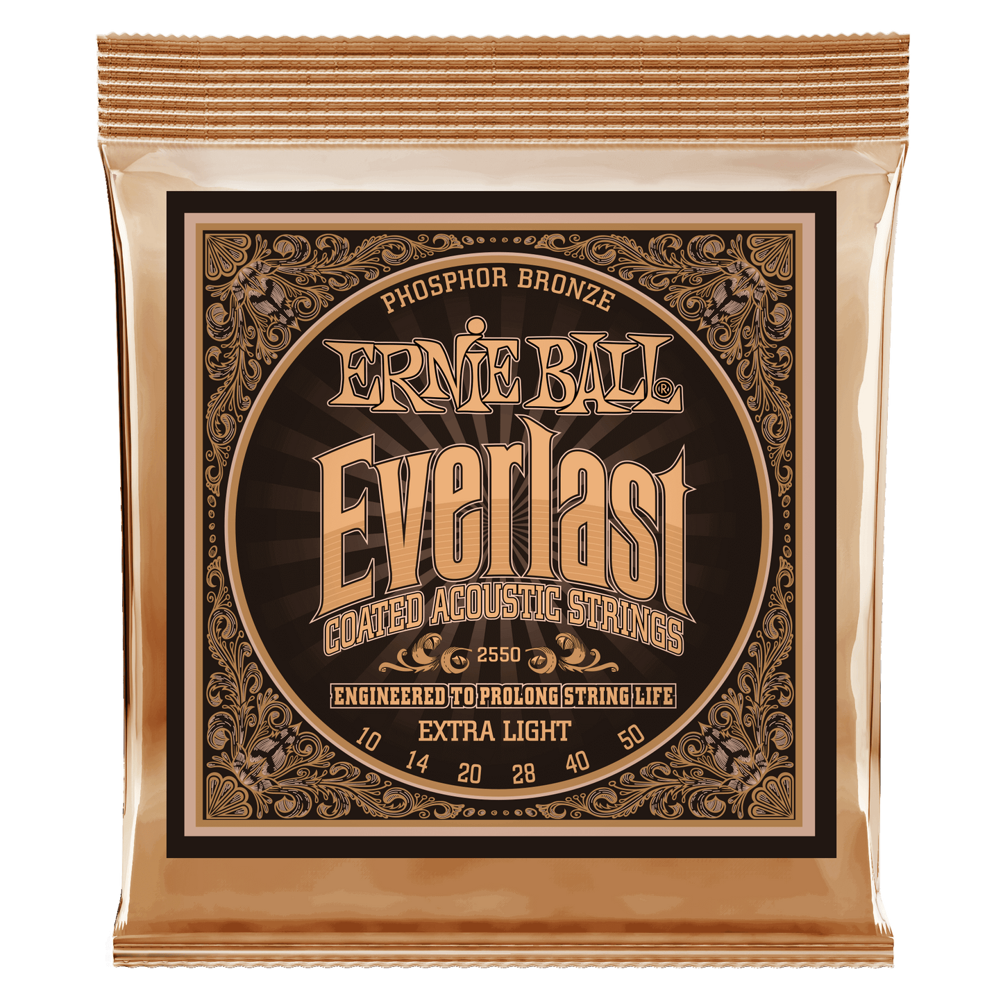 Ernie Ball Everlast Extra Light Coated Phosphor Bronze Acoustic Guitar Strings Set - 10-50