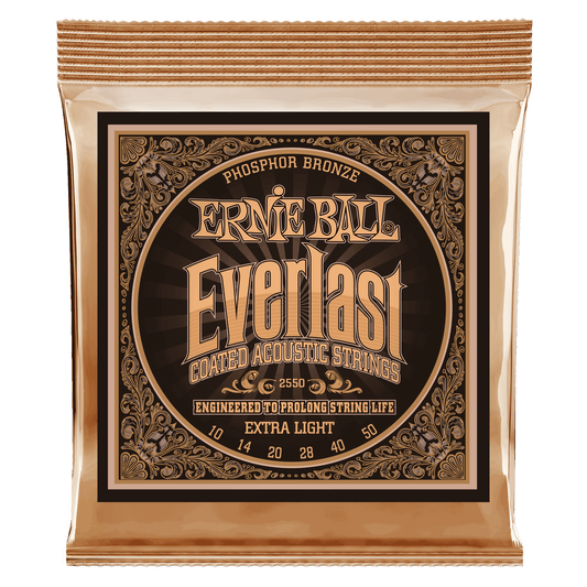 Ernie Ball Everlast Extra Light Coated Phosphor Bronze Acoustic Guitar Strings Set - 10-50