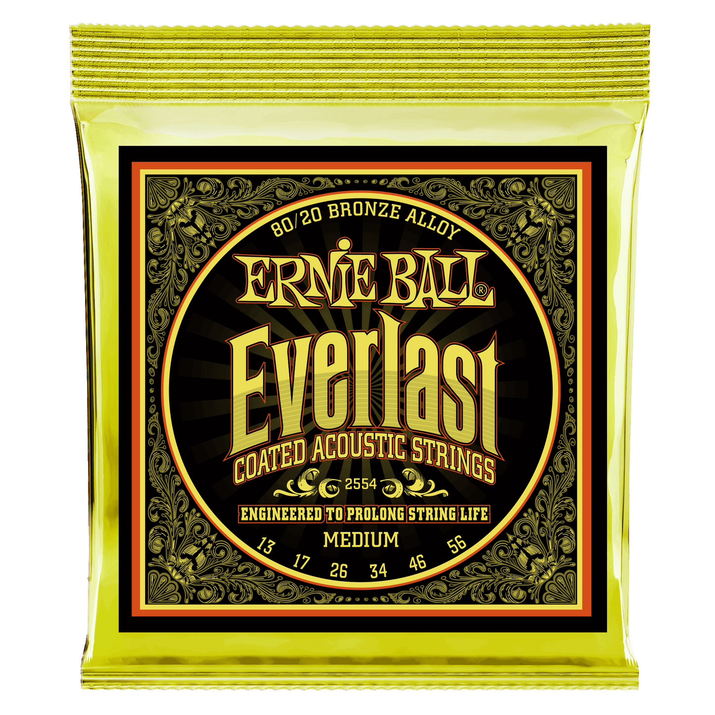 Ernie Ball Everlast Medium Coated 80/20 Bronze Acoustic Guitar Strings Set - 13-56