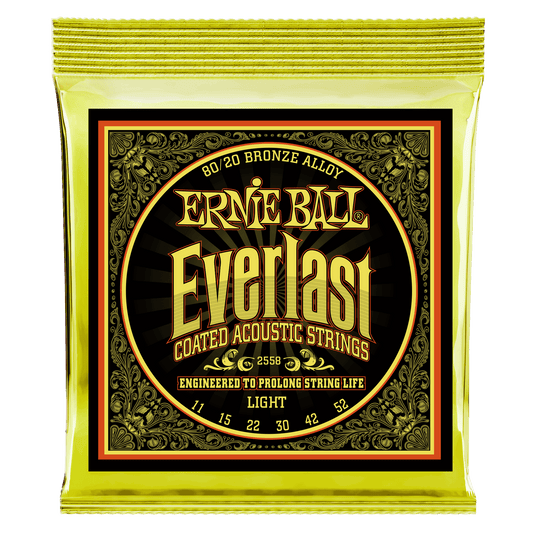 Ernie Ball Everlast Light Coated 80/20 Bronze Acoustic Guitar Strings Set - 11-52