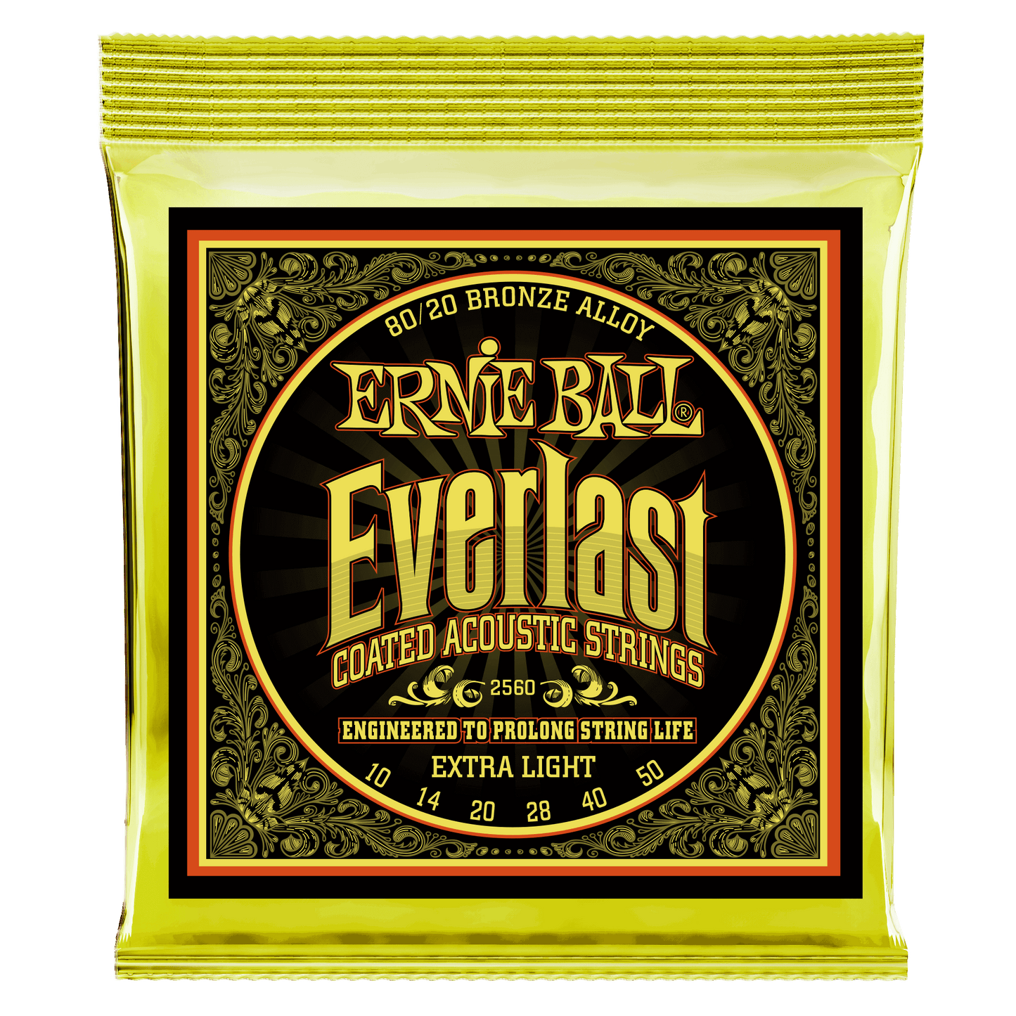 Ernie Ball Everlast Extra Light Coated 80/20 Bronze Acoustic Strings Set - 10-50